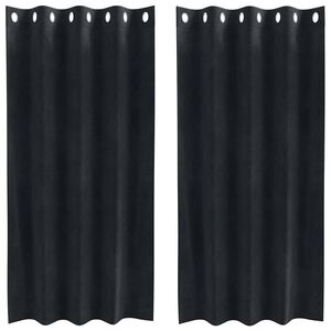 vidaXL Aptumšojošie aizkari 2 pcs Melna 140 x 175 cm Samts