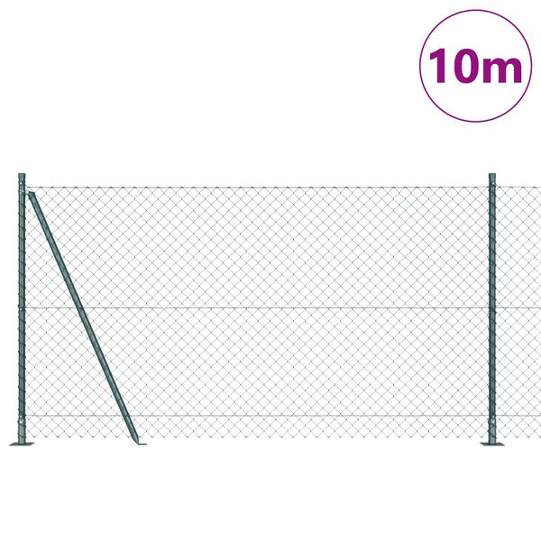 vidaXL Žoga āķis Zaļa 10 x 1,2 m (40 x 40 mm siets) Tērauds un PVC