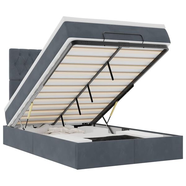 vidaXL Osmaņu gultas rāmis ar matračiem tum&scaron;i pelēks 120x190cm samts