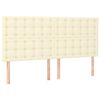 vidaXL gultas galvgalis ar LED, 180x5x118/128 cm, krēmkrāsas