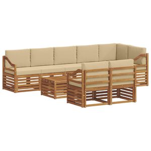 vidaXL Dīvāna komplekti 9 pcs Dabisks un bē&scaron;s Cietā akācijas koks