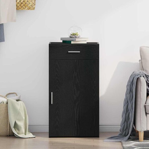 vidaXL Puse ar atvilktni Melns ozolkoks 50 x 42,5 x 93 cm