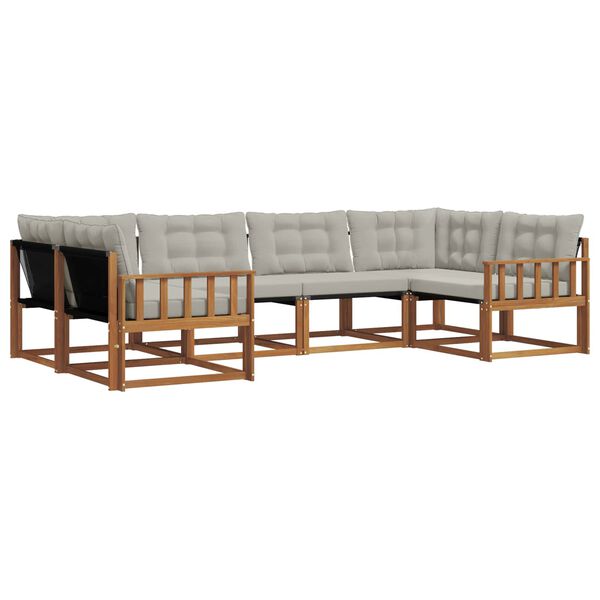 vidaXL Āra dīvānu komplekts ar spilvenu 6 pcs Dabīgs un gai&scaron;i pelēks