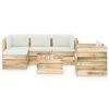 vidaXL 6-daļīgs dārza atpūtas mēbeļu komplekts ar matračiem, koks