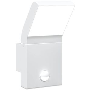 vidaXL āra LED sienas lampa ar sensora, balta, liets alumīnijs