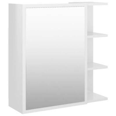 vidaXL vannasistabas spoguļskapītis, spīdīgi balts, 62,5x20,5x64 cm