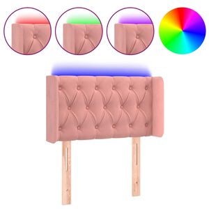 vidaXL gultas galvgalis ar LED, 83x16x78/88 cm, rozā samts