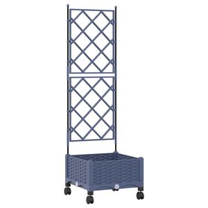vidaXL Dārza kaste ar treli un riteņiem Pelēka 40 x 40 x 131,5 cm PP