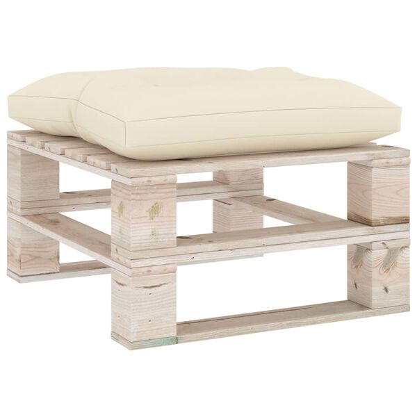 vidaXL dārza pale&scaron;u soliņ&scaron; ar krēmkrāsas matraci, priedes koks