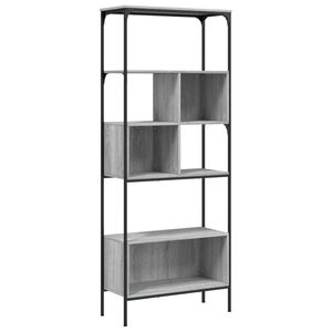 vidaXL grāmatu plaukts, 5 līmeņi, pelēks, 76x33x188,5 cm, koks