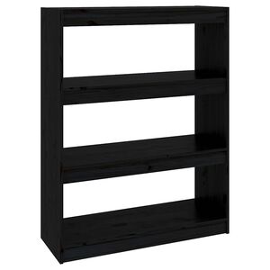 vidaXL grāmatu plaukts, melns, 80x30x103,5 cm, priedes masīvkoks