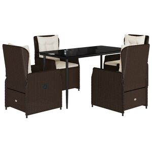 vidaXL 5-daļīgs dārza mēbeļu komplekts ar matračiem, PE rotangpalma