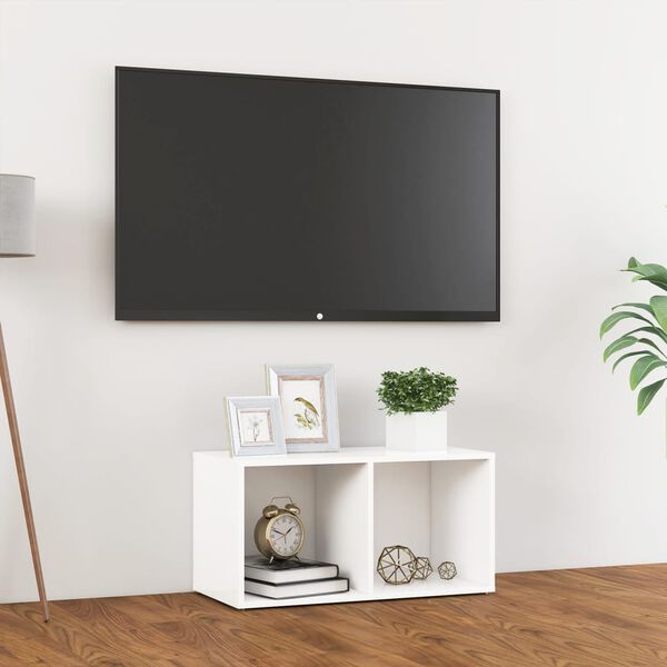 vidaXL TV plaukts, 72x35x36,5 cm, balts, inženierijas koks