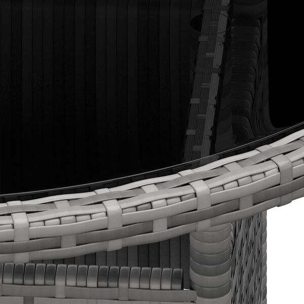 vidaXL dārza galds, Ø80x75 cm, rūdīts stikls, pelēka PE rotangpalma