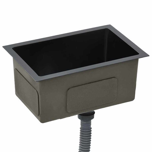 vidaXL virtuves izlietne, nerūsējošs tērauds, melna