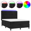 vidaXL atsperu gulta ar matraci, LED, melns samts, 140x200 cm