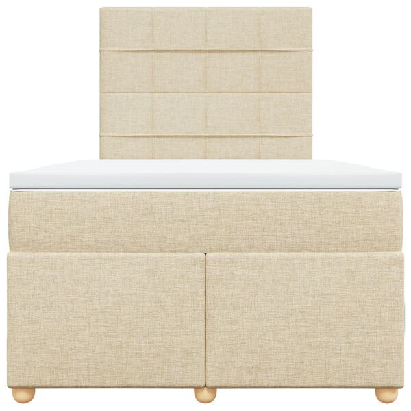 vidaXL atsperu gulta ar matraci, krēmkrāsas audums, 120x190 cm