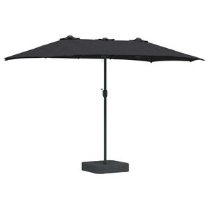 vidaXL Dārza parasols Melna 385 x 209 x 244 cm Poliesters