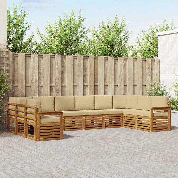 vidaXL Stūru dīvānu komplekts ar spilvenu 10 pcs Dabisks un bē&scaron;s