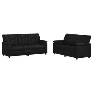 vidaXL Dīvānu komplekts 2 pcs Melns Mākslīgā āda