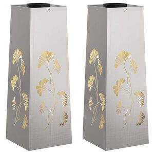 vidaXL Saules LED ceļa gaisma 2 pcs Sudraba Nerūsējo&scaron;s tērauds