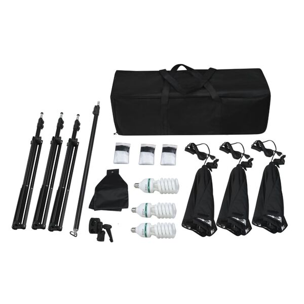 vidaXL fotostudijas komplekts – gaismas izkliedētāji un fons