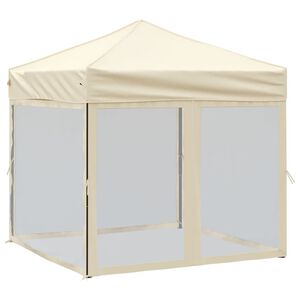 vidaXL saliekama nojume ar sienām, krēmkrāsas, 2x2 m