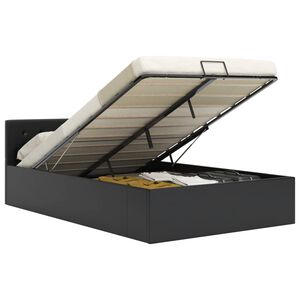 vidaXL gulta, hidraulikas mehānisms, melna mākslīgā āda, 140x200 cm