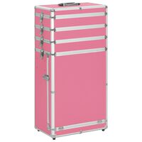 vidaXL kosmētikas koferis uz riteņiem, alumīnijs, rozā