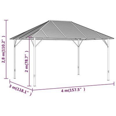 vidaXL nojume ar jumtu, 4x3 m, antracītpelēka