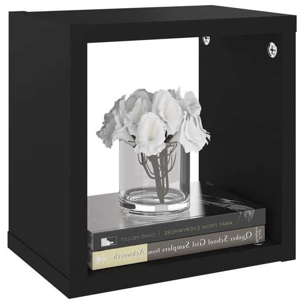 vidaXL kuba formas sienas plaukti, 4 gab., 22x15x22 cm, melni