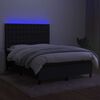 vidaXL atsperu gulta ar matraci, LED, melns audums, 140x190 cm