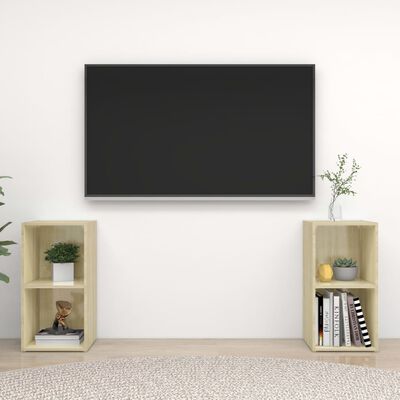 vidaXL TV plaukti, 2 gab., ozolkoka krāsa, 72x35x36,5cm, skaidu plātne
