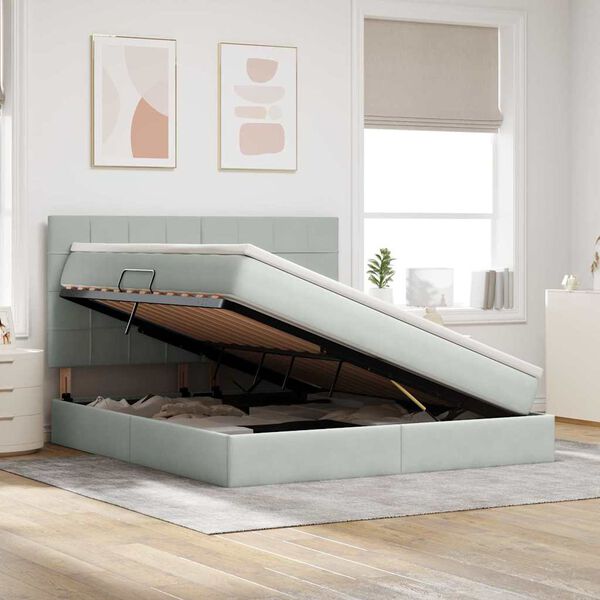 vidaXL Gulta ar uzglabā&scaron;anas vietu un matraci 160 x 200 cm Samts