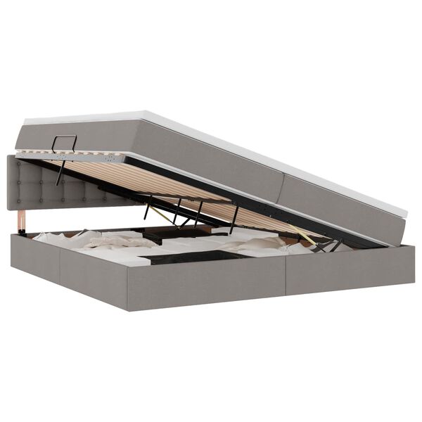 vidaXL Gulta ar uzglabā&scaron;anas vietu un matraci Pelēkbrūna 200 x 200 cm