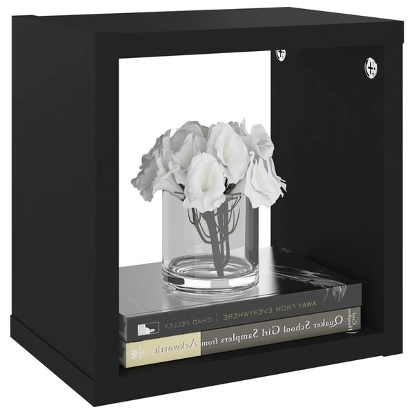 vidaXL kuba formas sienas plaukti, 6 gab., 22x15x22 cm, melni