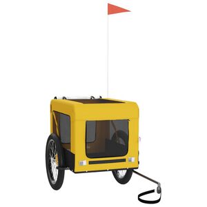 vidaXL mājdzīvnieku velo piekabe, dzeltena ar melnu, audums, dzelzs