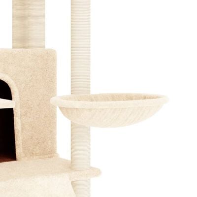 vidaXL kaķu māja ar sizala stabiem nagu asināšanai, 154 cm, krēmkrāsas