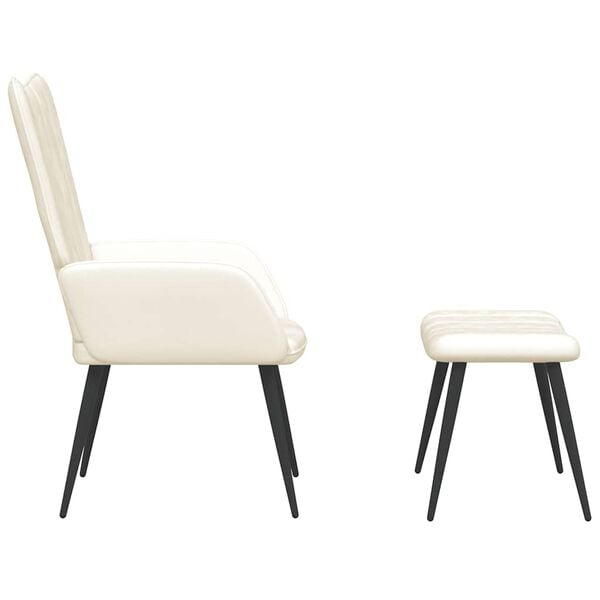 vidaXL atpūtas krēsls ar kāju balstu, krēmbalts samts