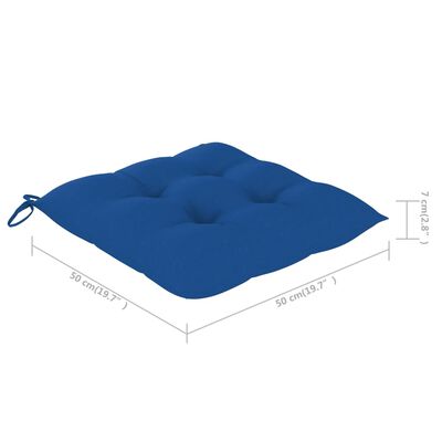 vidaXL šūpuļkrēsls ar zilu matraci, masīvs tīkkoks