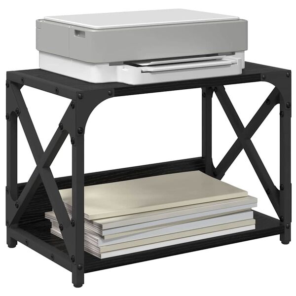 vidaXL Printera statīvs Melns ozolkoks 44 x 26 x 31.5 cm