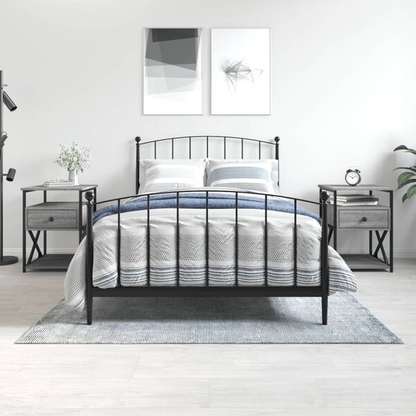 vidaXL naktsskapī&scaron;i, 2 gab., pelēcīgi, 40x42x55 cm, inženierijas koks