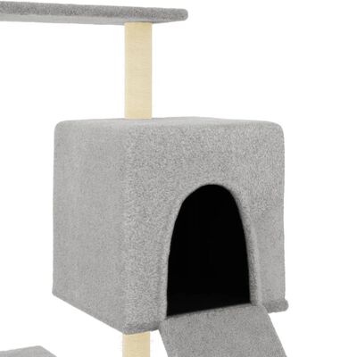 vidaXL kaķu māja ar sizala stabiem nagu asināšanai, 130,5 cm, pelēka