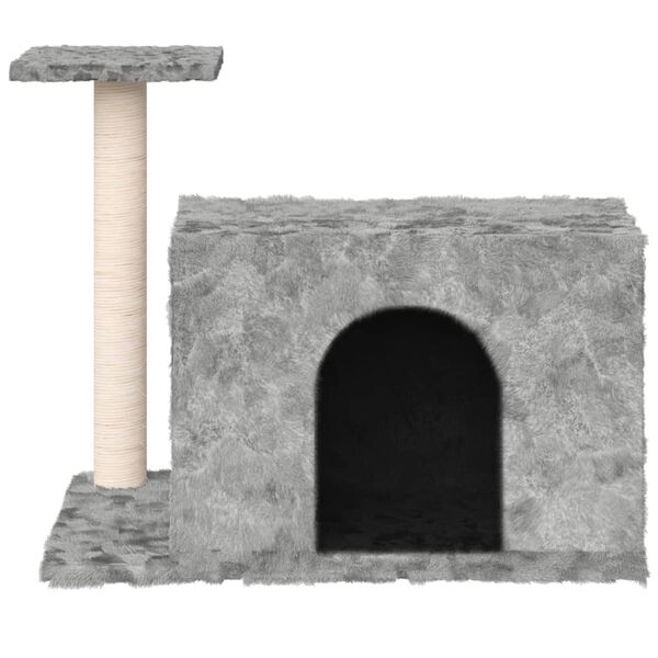 vidaXL kaķu māja ar sizala stabu nagu asināšanai, 51 cm, gaiši pelēka