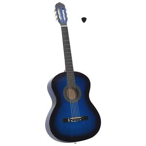 vidaXL klasiskā ģitāra iesācējiem, zila, 4/4, 39", liepa