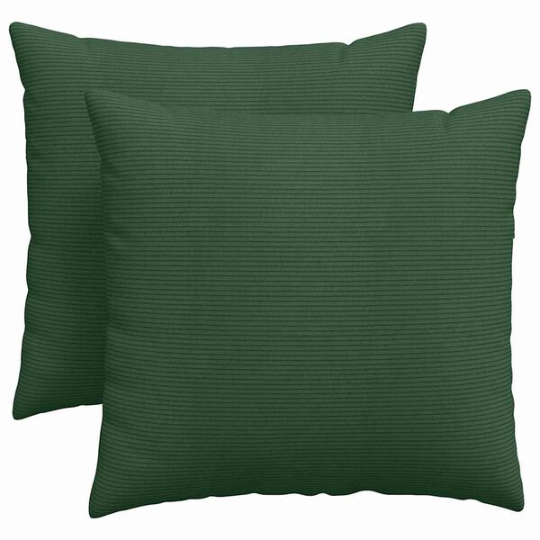 vidaXL Dīvāna spilveni 2 pcs Tum&scaron;i zaļ&scaron; 45 x 45 cm Korduroja audums
