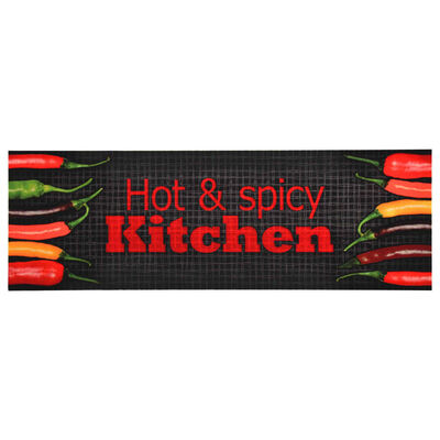 vidaXL virtuves paklājs, mazgājams, Hot&Spicy apdruka, 45x150 cm