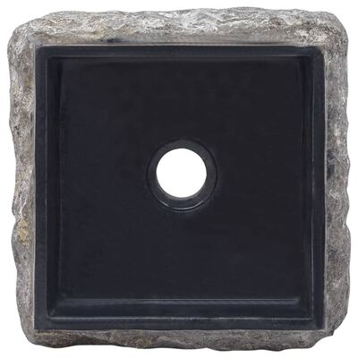 vidaXL izlietne, 30x30x13 cm, melns marmors