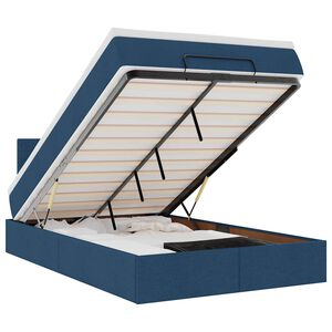 vidaXL Osmaņu gultas rāmis ar matrača zils 120x200 cm audums