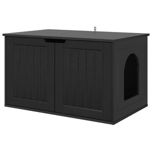 vidaXL Kaķu māja Melna 85 x 55 x 50,5 cm Inženierijas koks